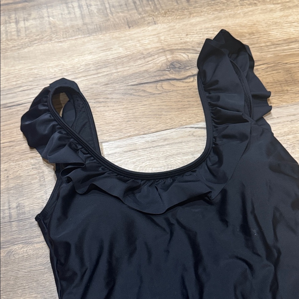 Ruffle Black One-Piece Swimsuit - Picture 2 of 5